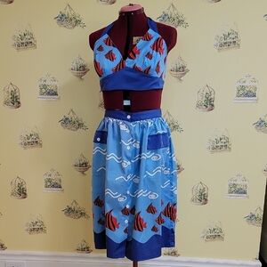 Bettie Page Blue and Red Halter Top and Skirt Set